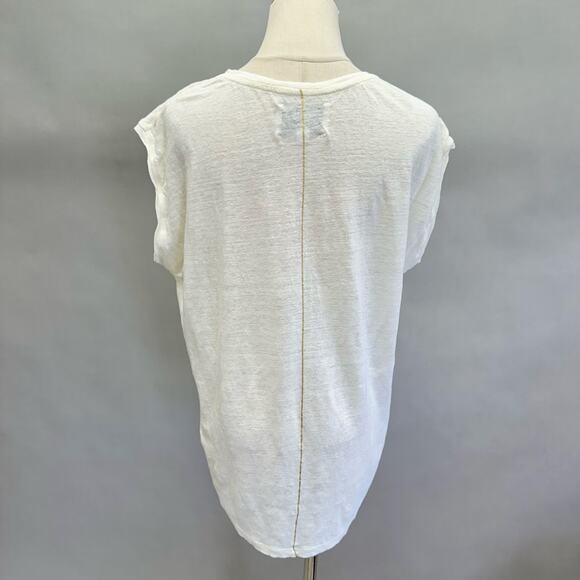 Swildens ivory linen slub lagenlook basic short sleeve boxy tee shirt size large - Picture 3 of 15